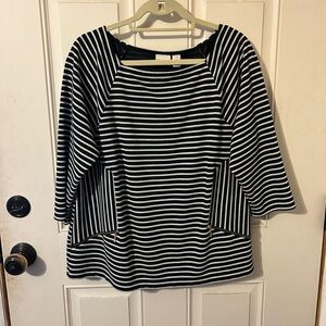Used Good Condition Chico's Black and White Striped Blouse